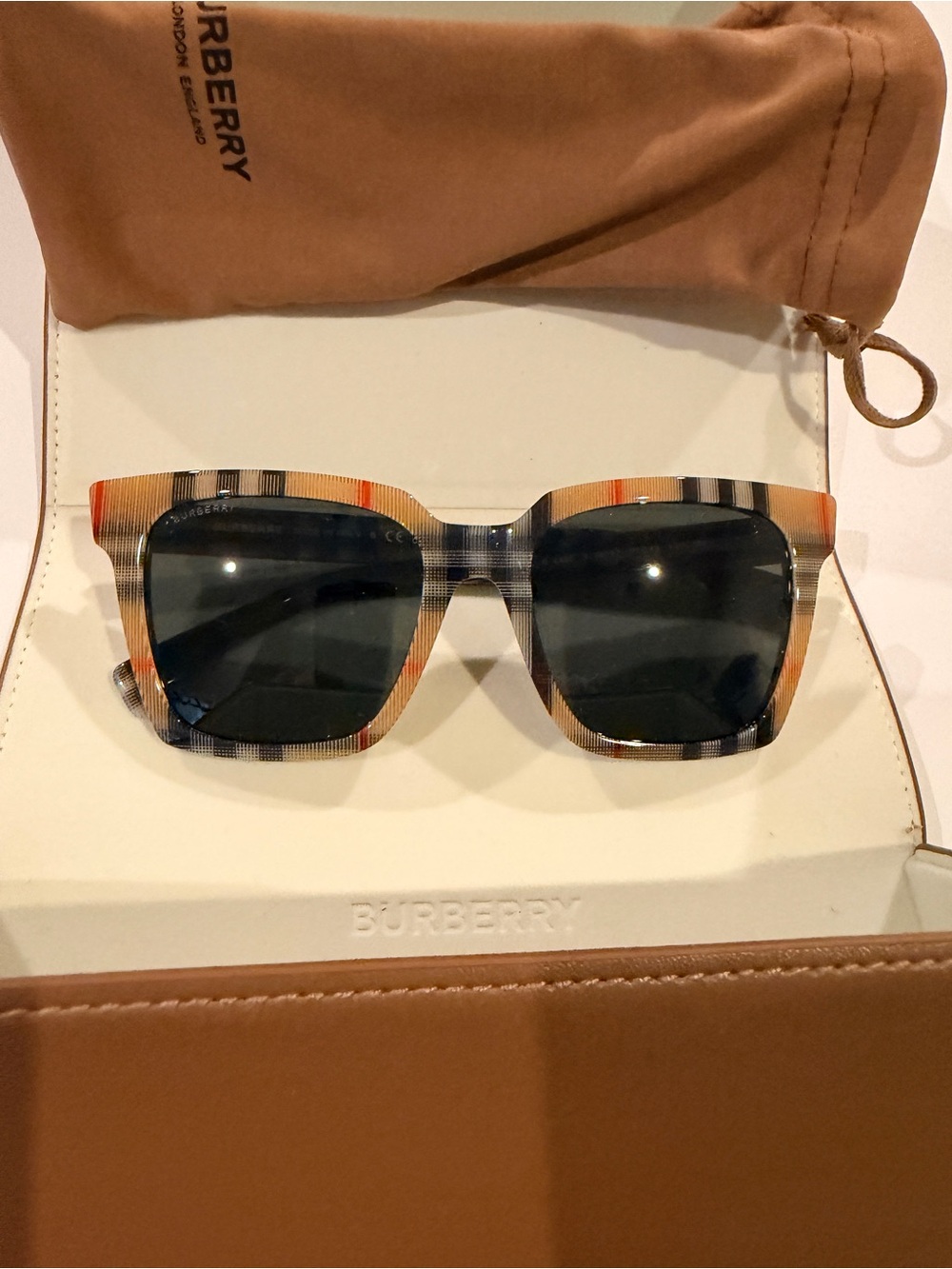 Authentic Burberry Plaid Square Sunglasses